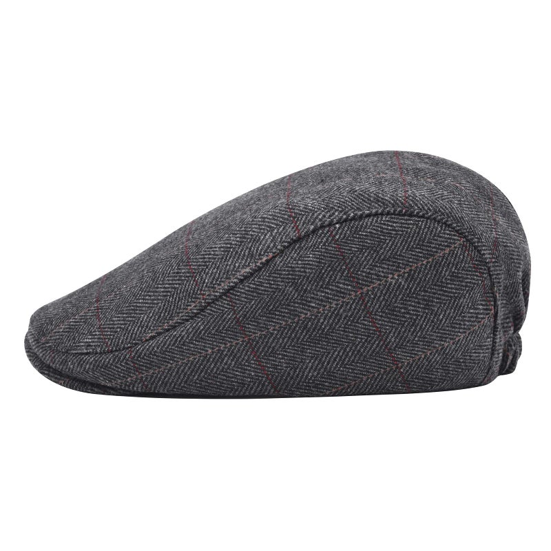 STARANCE Men's Flat Cap Wool Tweed Driving Irish Newsboy Hat (Plaid Gray) - Image 3