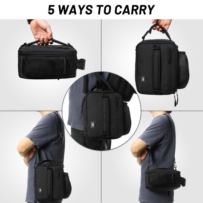 MIER Expandable Lunch Bag Insulated Lunch Box for Men to Work Travel Portable Lunchbox Bags with Shoulder Strap and Water Bottle Holder, Black - Image 4