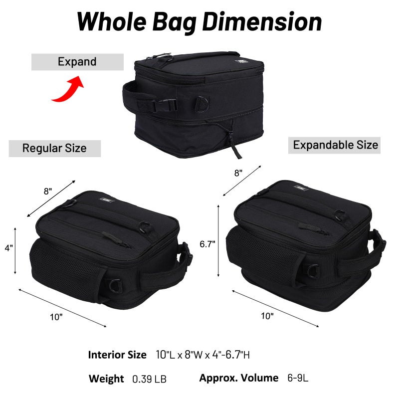 MIER Expandable Lunch Bag Insulated Lunch Box for Men to Work Travel Portable Lunchbox Bags with Shoulder Strap and Water Bottle Holder, Black - Image 3