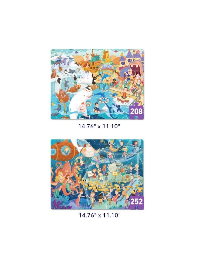 MiDeer Level Up! Puzzles with Storage Bag – Level 7 Song of the Sea Jigsaw Puzzle Set for Kids Ages 6+ | 2 Ocean & Beach Puzzles (208–252 Pieces) | Educational Puzzle with Certificate & Reward Sticker  - Image 3