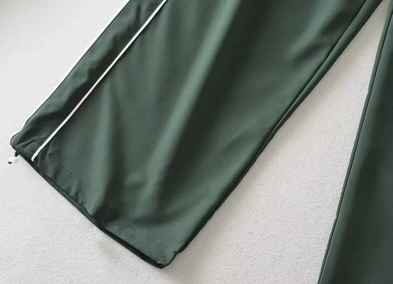 XPONNI Women's Baggy Y2K Parachute Track Pants (Dark Green, S) - Image 5