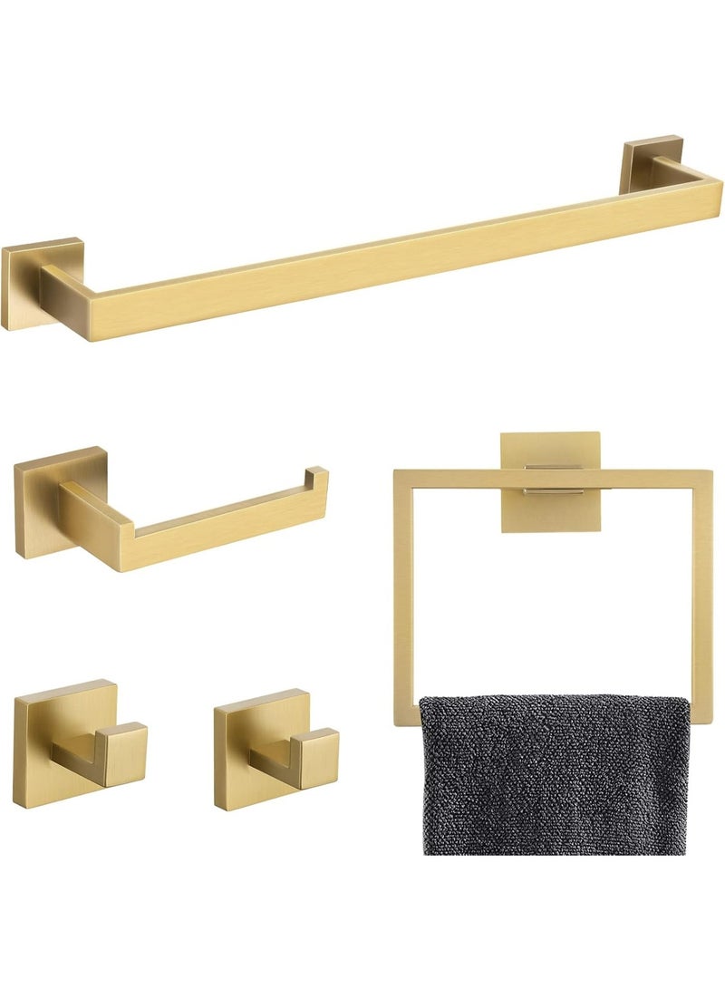 منشفة الذهب شريط مجموعة أجهزة الحمام مجموعة الملحقات ، الملحقات الذهبية من الفولاذ المقاوم للصدأ جدار مثبت 23.6 في - Image 1