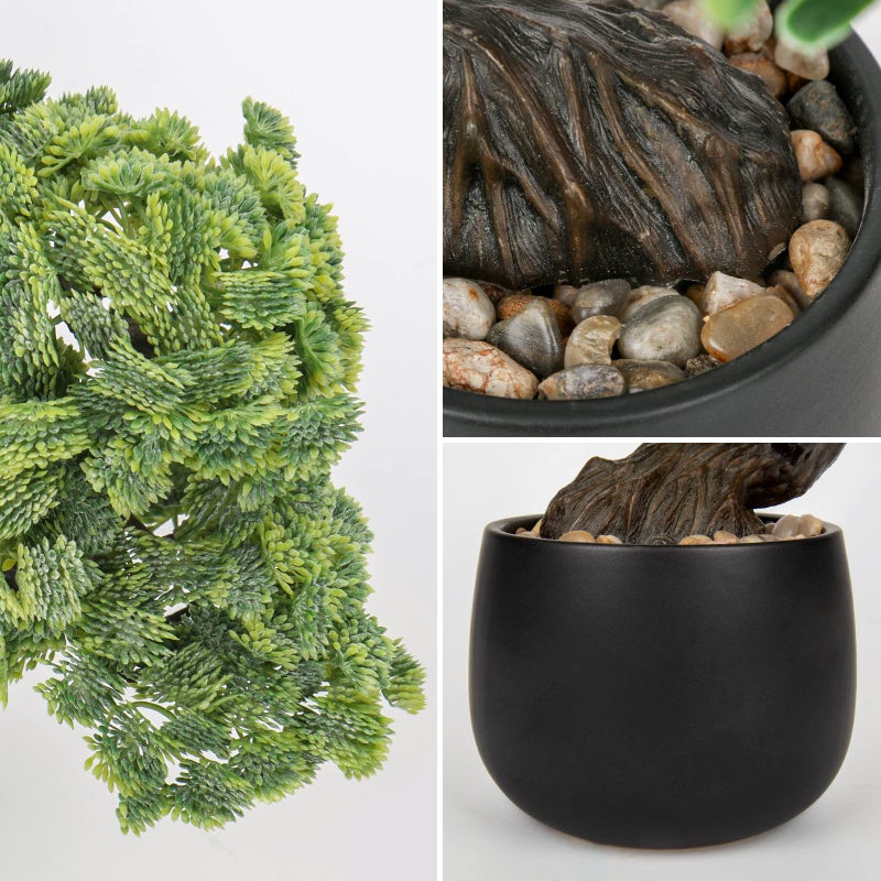 Briful Artificial Bonsai Tree Juniper Faux Plants Indoor Fake Plants Decor with Black Ceramic Pots for Home Table Office Desk Bathroom Shelf Bedroom Living Room Farmhouse Decorations - Image 3