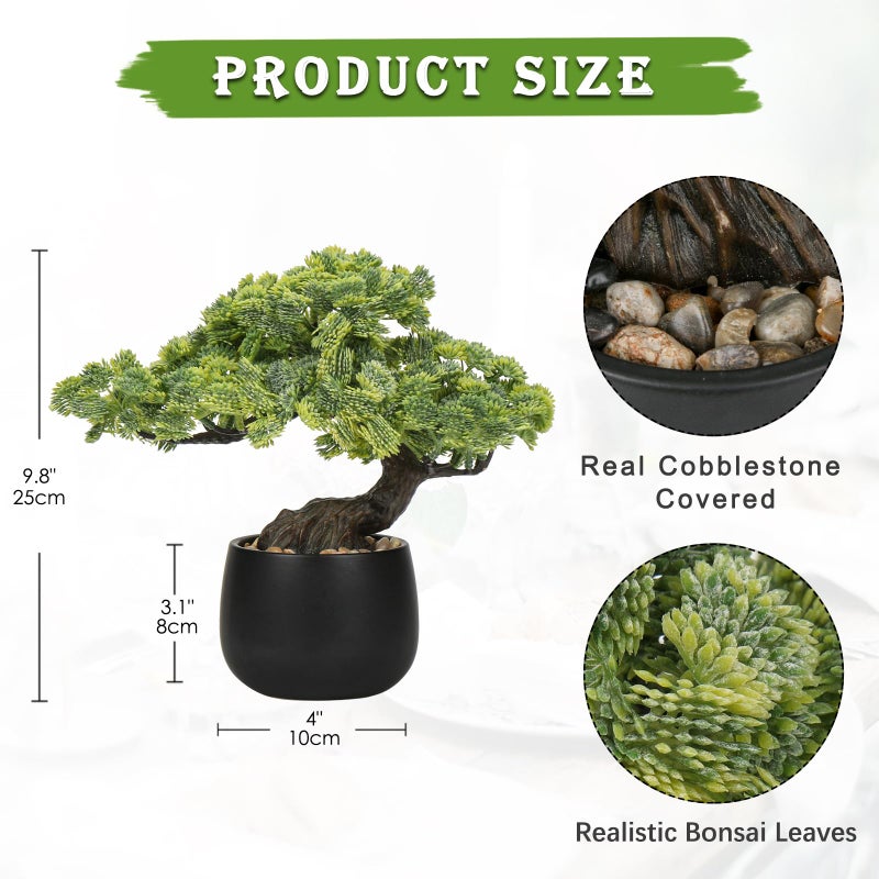 Briful Artificial Bonsai Tree Juniper Faux Plants Indoor Fake Plants Decor with Black Ceramic Pots for Home Table Office Desk Bathroom Shelf Bedroom Living Room Farmhouse Decorations - Image 2