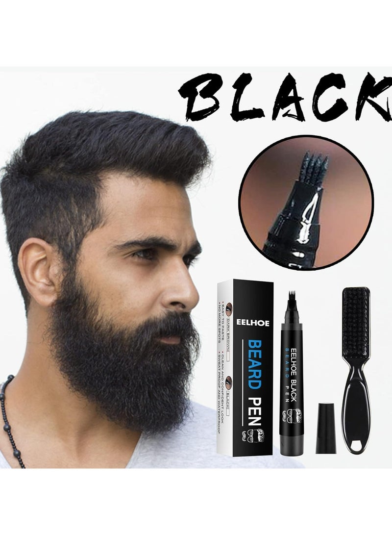 EELHOE 2PCS Beard Pen Kit, Long Lasting Natural Beard Filling Pen with Brush and Comb, For Moustache and Eyebrows Styling - Image 2