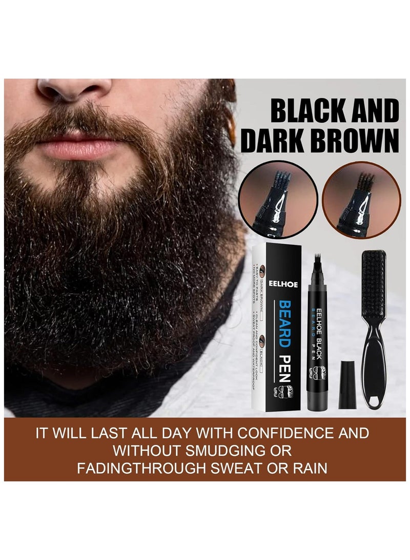 EELHOE 2PCS Beard Pen Kit, Long Lasting Natural Beard Filling Pen with Brush and Comb, For Moustache and Eyebrows Styling - Image 3