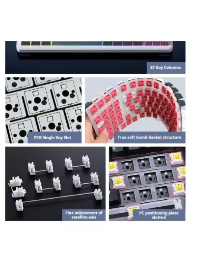 AULA F87 PRO Wireless Mechanical Keyboard 10000mAh battery,80% TKL Custom Hot Swappable Keyboard, Gasket Mount Gaming Keyboard with PBT Keycaps, Kaihua Jizhi Axis Switch,2.4GHz/USB-C/BT5.0 RGB Backlit Mechanical Keyboard - Image 3