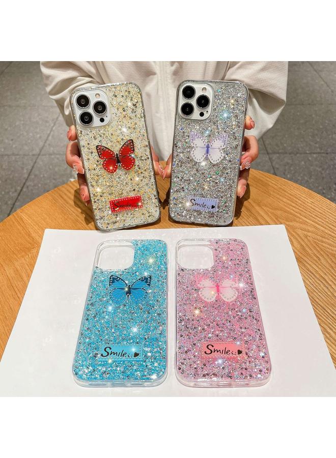 S-TOP Case For iPhone 13 Pro Starry Sequin Rhinestones Butterfly Epoxy TPU Phone Case - Image 2