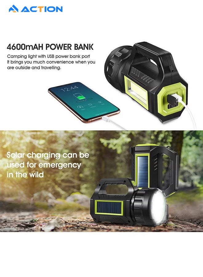 أكشن مصباح يدوي يعمل بالطاقة الشمسية، مصدر ضوء مزدوج، أحمر USB متعدد الوظائف، كشاف تحذيري للطوارئ، مصباح يدوي - Image 3