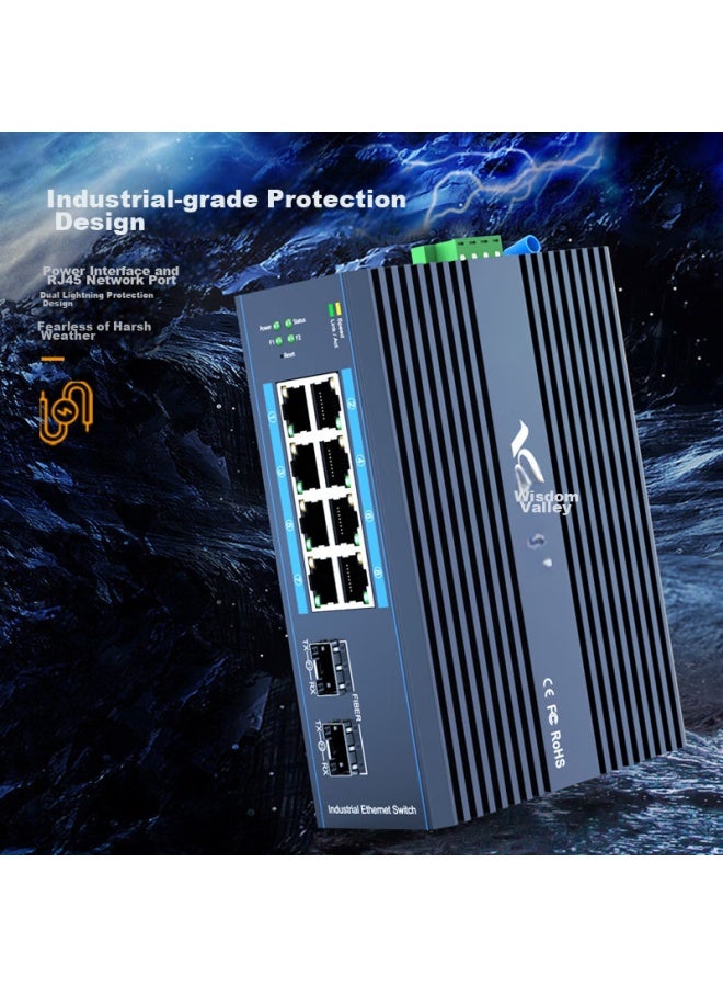 Smart Valley Huigu Industrial Ring Network Switch, Gigabit 2 Optical 8 Electrical Din Rail Fiber Optic Switch, Transceiver, Managed Type, Erps Ring Group Vlan Parioning, Hg800-23 - Image 3