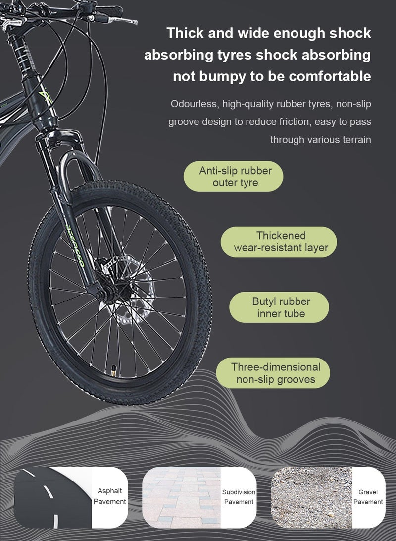 begasso 20-22 Inch Mountain Bike Dual Disc Brake, Lightweight and Stable Bicycle for Kids, with Adjustable Seat for 6-12 Years Boys and Girls - Image 4