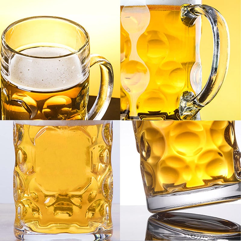Encheng Glass Beer Stein Mugs Jumbo Mugs,German Beer Mug With Handle 1.2Liter,Big Freezable Glass Mug 40oz,Extra Large German Beer Glasses BPA Free,Dishwasher Safe 2 Pack - Image 3