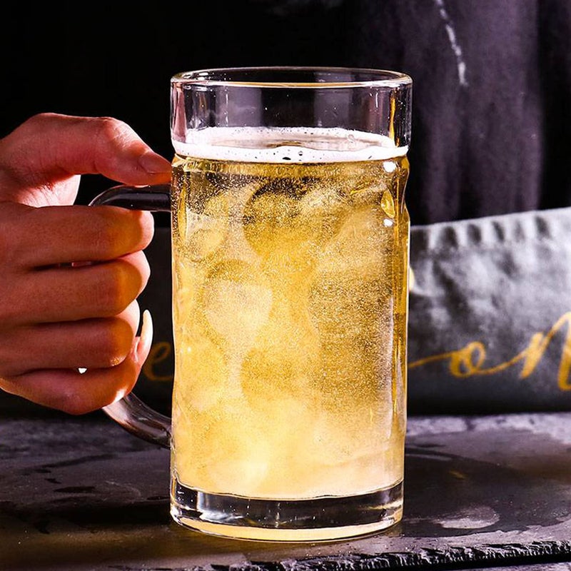 Encheng Glass Beer Stein Mugs Jumbo Mugs,German Beer Mug With Handle 1.2Liter,Big Freezable Glass Mug 40oz,Extra Large German Beer Glasses BPA Free,Dishwasher Safe 2 Pack - Image 5