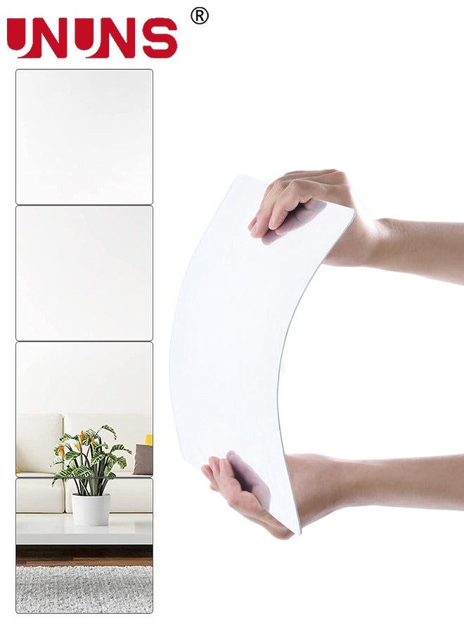 3D Mirror Wall Sticker Tiles,Non-Breakable Acrylic Full Length Wall Mirror Tiles,30cm x 4Pcs Flexible Plastic Mirror,Full Body Mirror Tiles For Bedroom,Home Gym,Home Wall Decor