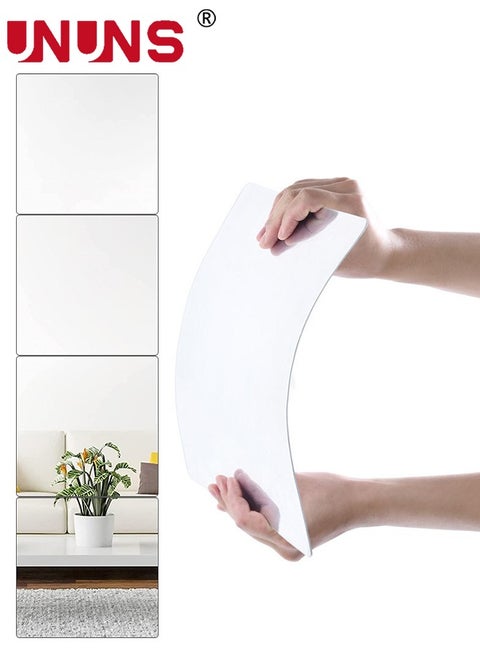 3D Mirror Wall Sticker Tiles,Non-Breakable Acrylic Full Length Wall Mirror Tiles,30cm x 4Pcs Flexible Plastic Mirror,Full Body Mirror Tiles For Bedroom,Home Gym,Home Wall Decor