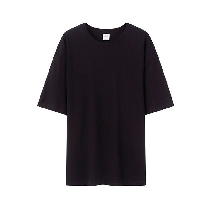 26 Summer Short-Sleeved T-Shirts New Style Solid Color Loose Tops Round Neck Simple Korean Style Large Size Men''s and Women''s Clothing Factory Wholesale - Image 1