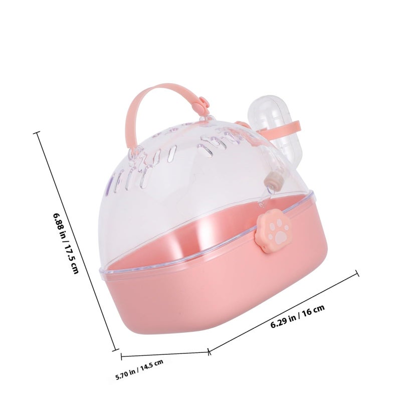 Pink Portable Small Animal Carrier Cage For Hamsters Mice With Water Bottle Lightweight Travel - Image 3