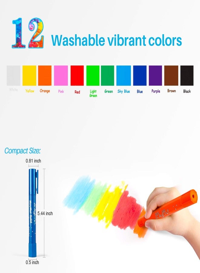 MayMoi Washable Tempera Paint Sticks | Non-Toxic, Quick Drying & No Mess Paint Sticks for Kids, Best Art Birthday Gifts for Kids (12 Colors) - Image 2