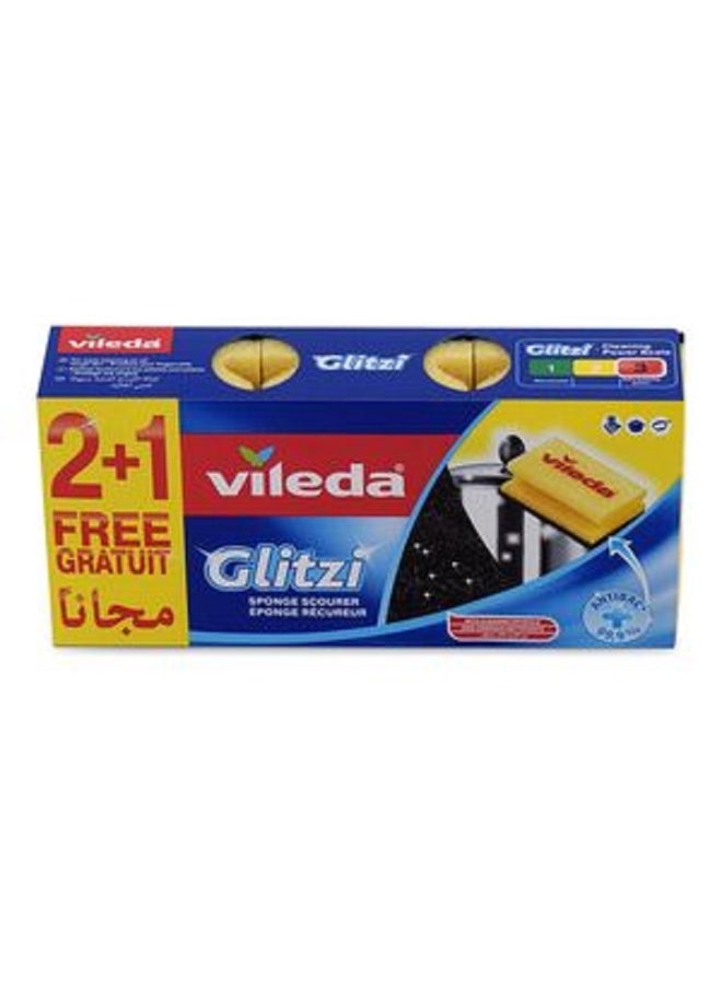 فيليدا إسفنجة غسيل الأطباق جليتزي 2+1 برومو، لون أخضر وأصفر، V022 - Image 3