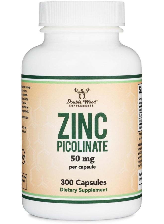 Double Wood Supplements Zinc Picolinate 50mg, 300 Capsules (Immune Support for Kids and Adults) Non-GMO, Gluten Free, Made in The USA (300 Day Supply) by Double Wood Supplements  - Image 4