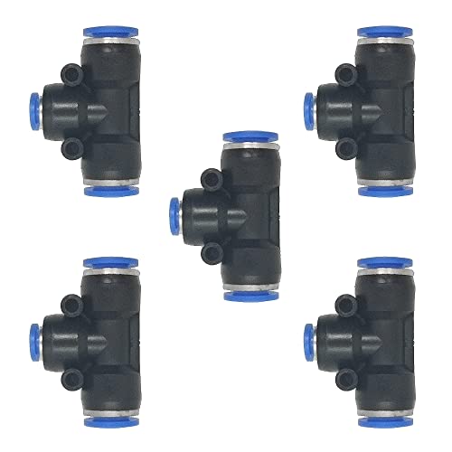 ROZESAZZ zjxed 5 Pcs 3/8" x 1/4"x 3/8" Pneumatic T Shaped 3 Way Tube Reducer Connector,Quick Push to Connect Tee Fitting - Image 4