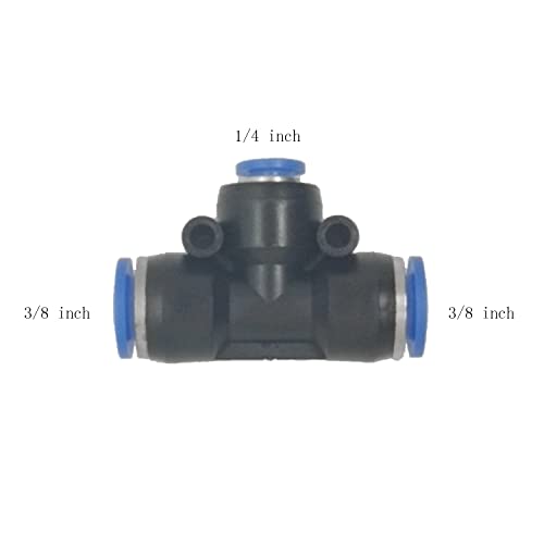 ROZESAZZ zjxed 5 Pcs 3/8" x 1/4"x 3/8" Pneumatic T Shaped 3 Way Tube Reducer Connector,Quick Push to Connect Tee Fitting - Image 2