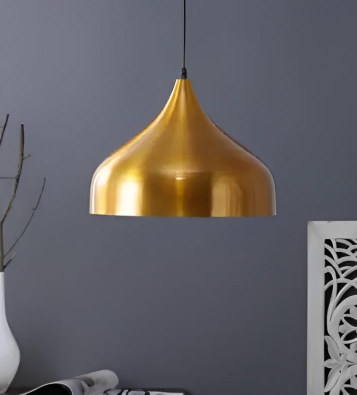 Areezo Gold Metal Single Hanging Pendant Ceiling Light Lamp for Home Living Room,Bedroom,Hall, Indoor Outdoor Decoration (Bulb not Included)(AC) (Pack of 1) - Image 3