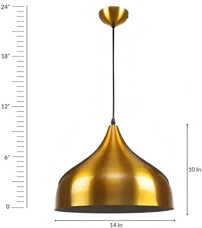 Areezo Gold Metal Single Hanging Pendant Ceiling Light Lamp for Home Living Room,Bedroom,Hall, Indoor Outdoor Decoration (Bulb not Included)(AC) (Pack of 1) - Image 4