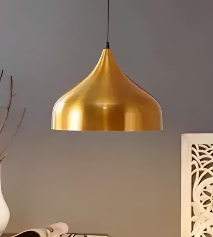 Areezo Gold Metal Single Hanging Pendant Ceiling Light Lamp for Home Living Room,Bedroom,Hall, Indoor Outdoor Decoration (Bulb not Included)(AC) (Pack of 1) - Image 2