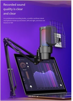 Furtey Gaming PC USB Microphone Podcast Condenser Mic with Boom Arm Pop Filter Mute Button for Streaming Twitch Online Chat RGB Computer Mic for PS4/5 PC Gamer Youtuber  - Image 3