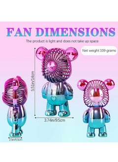 Generic Handheld Fan Portable Fan Mini Hand Held Fan with USB Rechargeable Battery 3 Speed Personal Desk Table Fan with Base Handheld Fan for Outdoor Travelling or Indoor Office Home Green  - Image 4