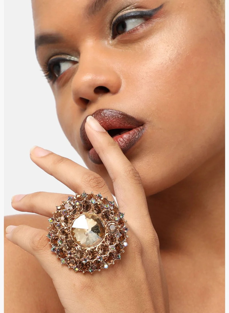 SOHI Gold Plated Party Designer Stone Ring For Women
