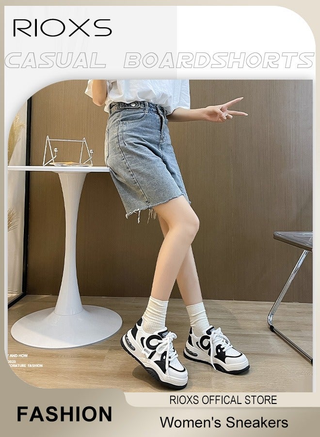 RIOXS Women's Trainers Shoes,Fashion Athletic Shoes,Casual Sports Shoes,Comfy Breathable Platform Sneakers,Ladies Trainers Non-slip Low Top Sneaker,Jogging Walking Running Shoes  - Image 1