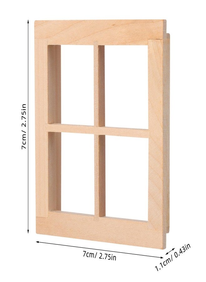 MUCKLILY 4pcs Wooden Dollhouse Windows 1:12 Scale, Miniature Window Frame Ornament Dollhouse Furniture Tiny Models for Doll Houses Decoration - Image 4