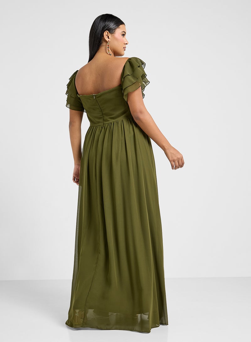 Ella Limited Curve Ruffled Sleeve Maxi Dress - Image 2