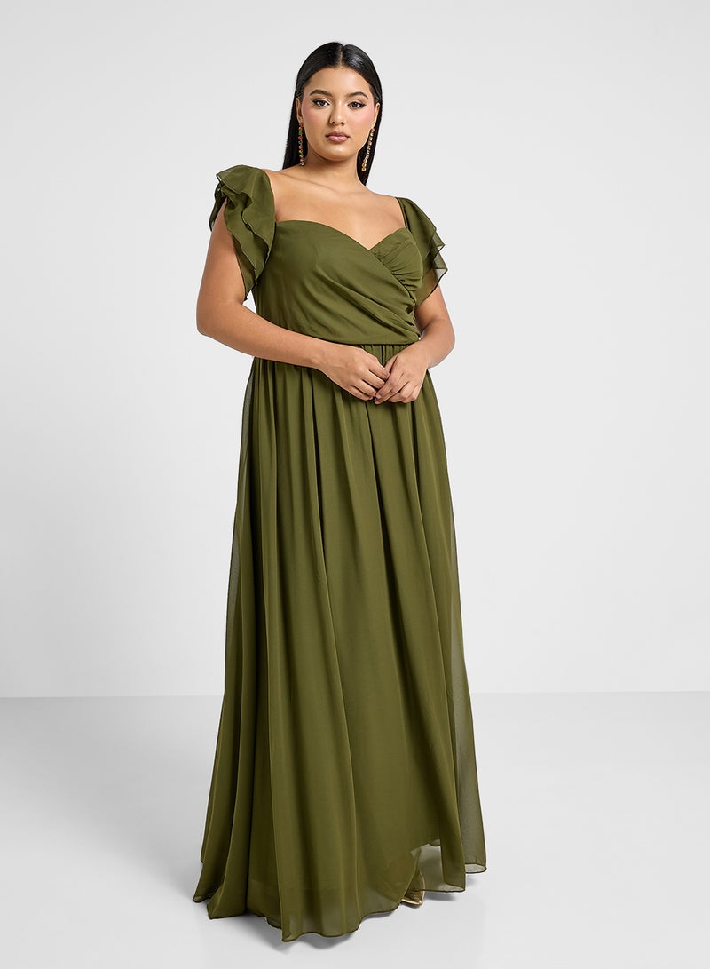 Ella Limited Curve Ruffled Sleeve Maxi Dress - Image 1