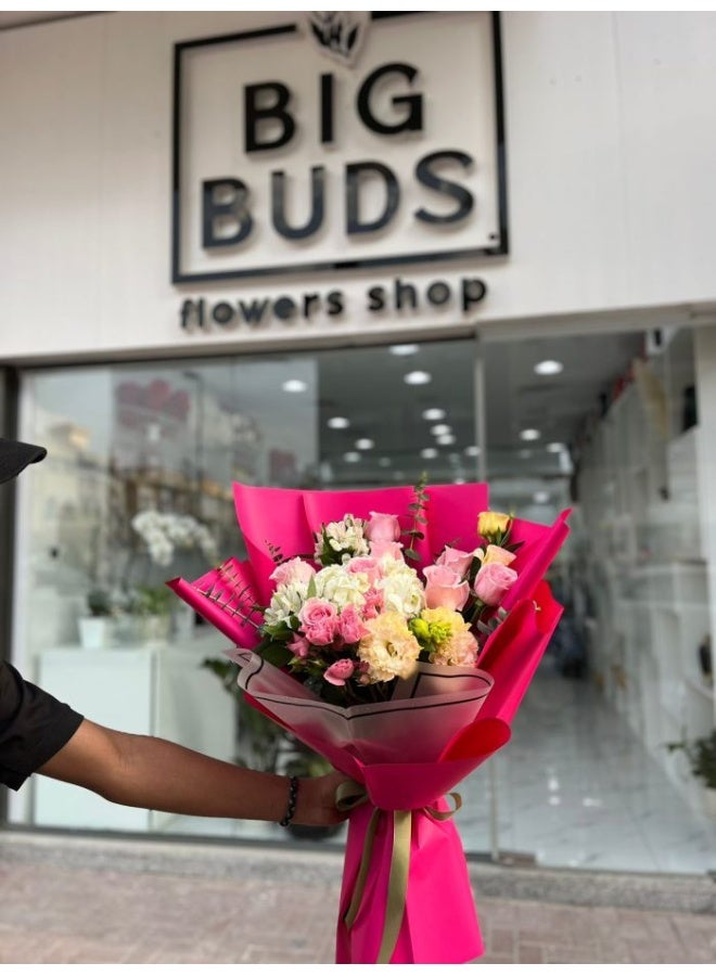 Big Buds Flowers Pearls Of Ocean Bouquet For Her - Image 2