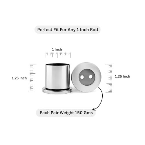 Colornest Wall to Wall Curtain Rod Bracket | 1 inch Curtain Rail Rod Holder Heavy-Duty – with Screws and Wall Plugs Pack of 2 (Stainless Steel) - Image 2