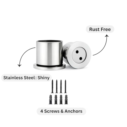 Colornest Wall to Wall Curtain Rod Bracket | 1 inch Curtain Rail Rod Holder Heavy-Duty – with Screws and Wall Plugs Pack of 2 (Stainless Steel) - Image 3
