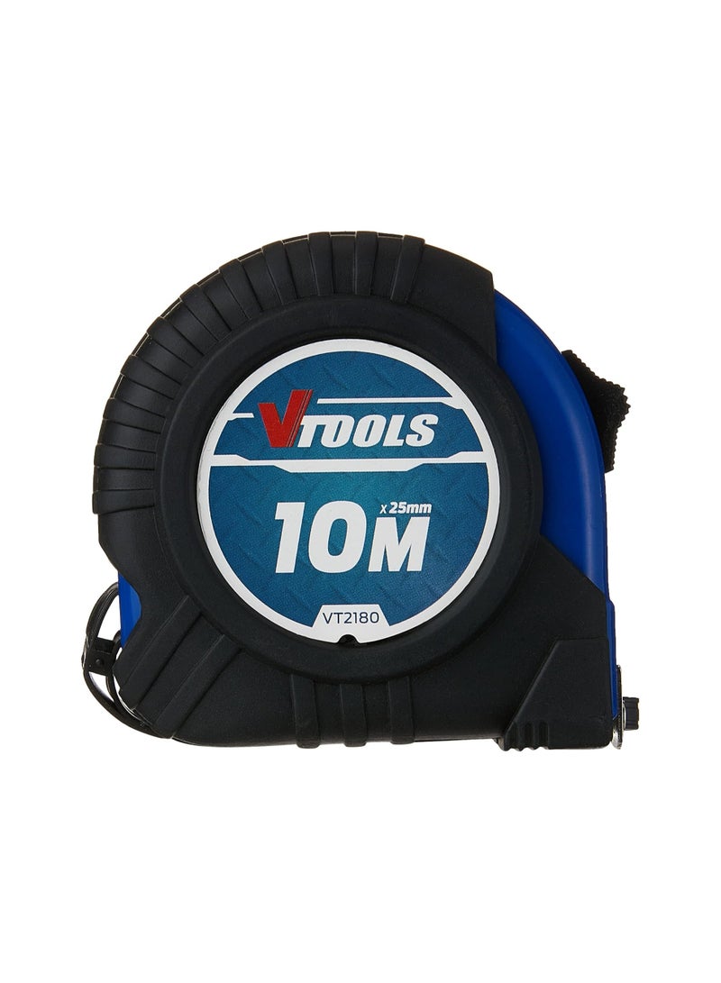 VTOOLS 10M Measuring Tape 1mm Blade Thickness Self-Lock Tape Measure Easy to Read Magnetic Tip Hook and Shock Absorbent Case - Image 1