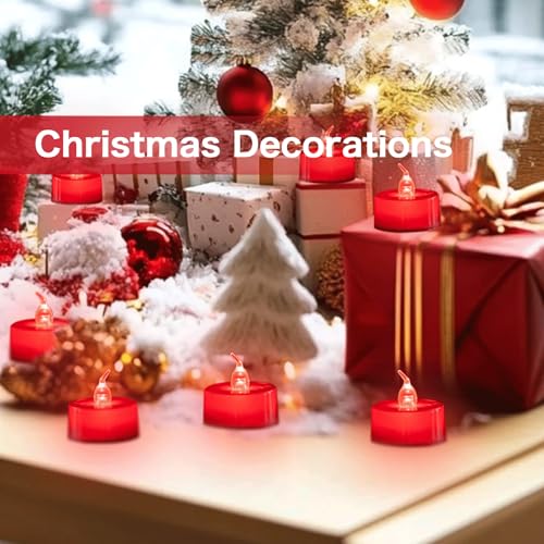 LANKER 24 Pack LED Tea Lights Candles, Flickering Red Flameless Tealights, Long Lasting Battery Operated Fake Candles, Decoration for Wedding, Halloween and Christmas (Red - 24pcs) - Image 5
