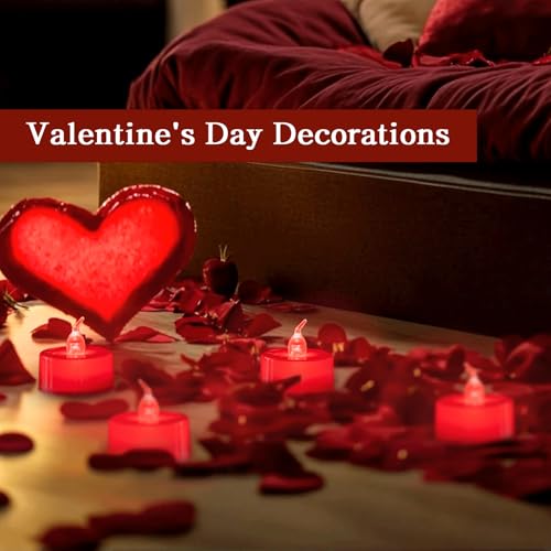 LANKER 24 Pack LED Tea Lights Candles, Flickering Red Flameless Tealights, Long Lasting Battery Operated Fake Candles, Decoration for Wedding, Halloween and Christmas (Red - 24pcs) - Image 4