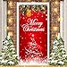 Tevxj Merry Christmas Door Cover Red Christmas Door Decorations Xmas Backdrop Door Banner Photography Background for - Image 2