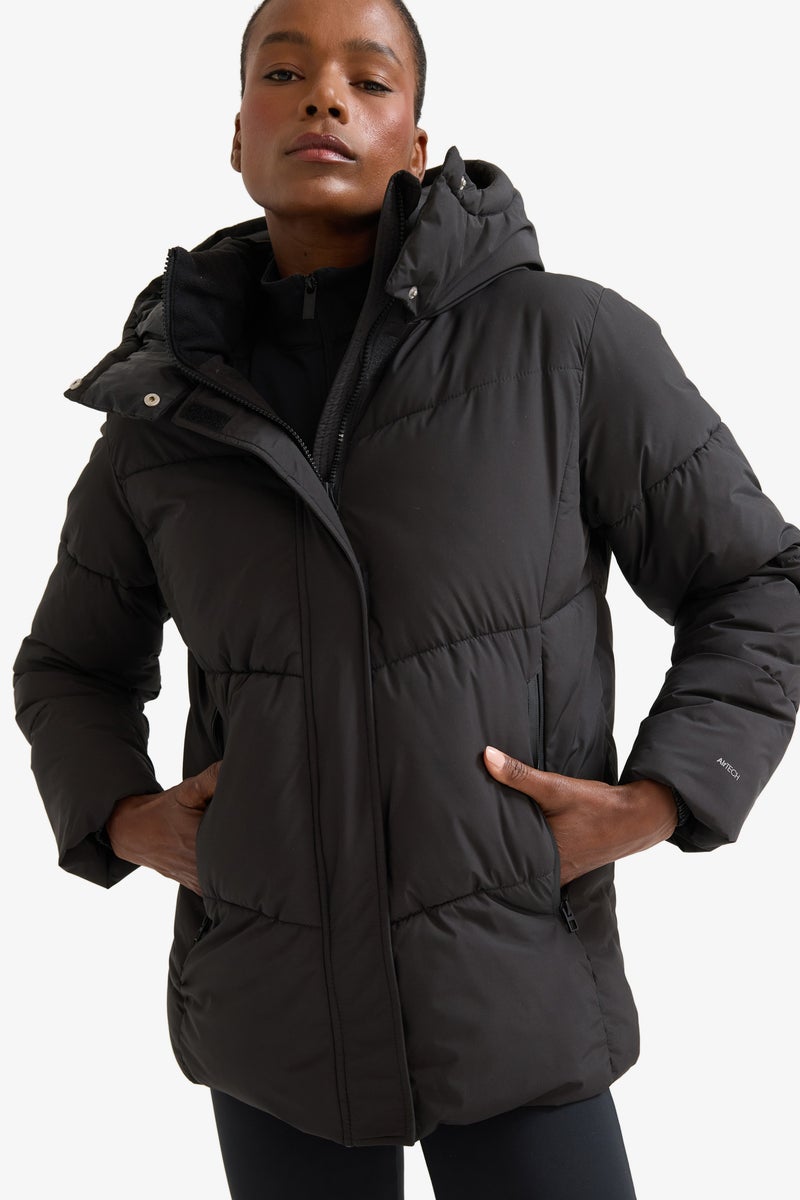 DeFacto Black Woman Regular Fit Fleece Lined Puffer Jacket Casual - Image 1