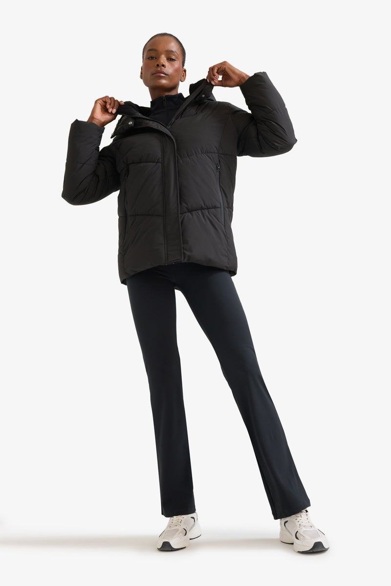 DeFacto Black Woman Regular Fit Fleece Lined Puffer Jacket Casual - Image 4