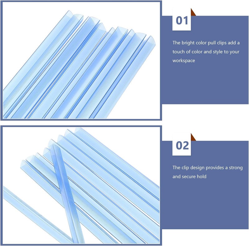 Cabilock 20pcs A4 Blue Plastic Slide Binders 310mm X 15mm Document Binding Bars for Office File Folder Organization - Image 3