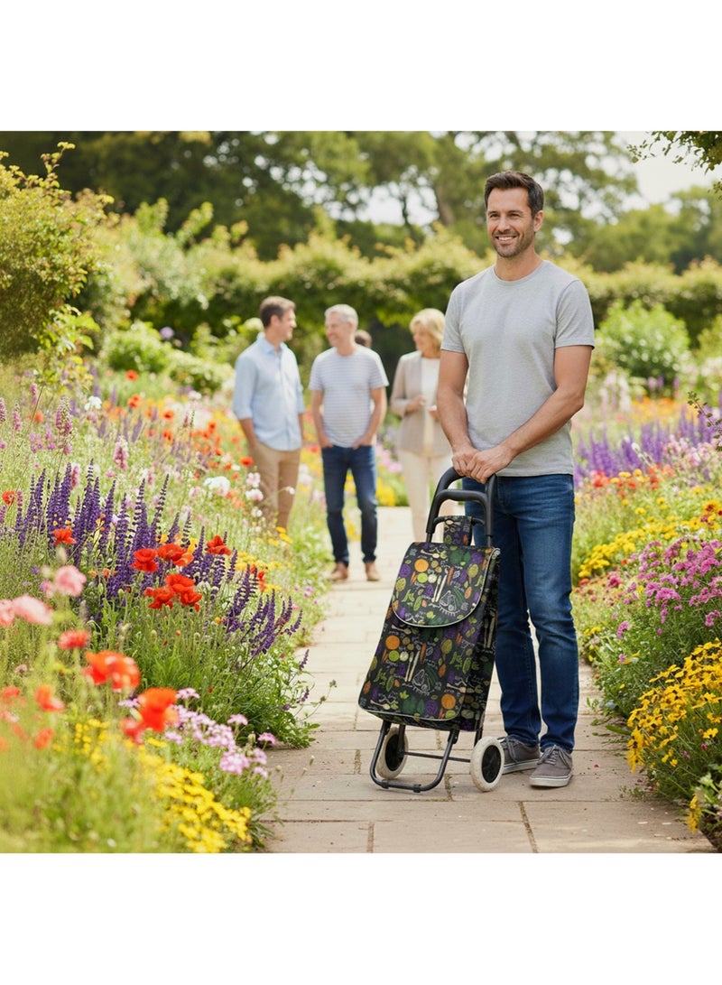 إيه جي دي حقيبة تسوق قابلة للطي، بعجلات قوية، تصميم أنيق، وقدرة تحمل كبيرة، استخدام متعدد - Image 2