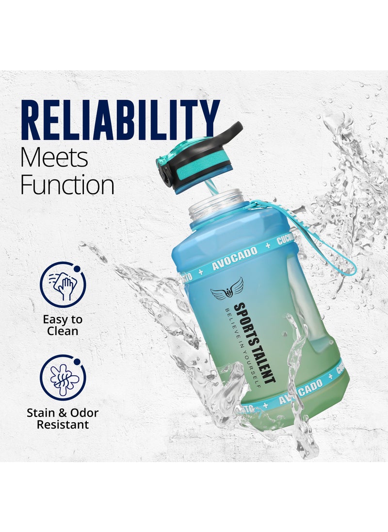 LA' PRECIOUS - 2000ml Water Bottle for Adults and Kids - USA Tritan Material Non-Toxic BPA Free - Fast Flow - Flip Top Leak Proof Lid and One Click Open - Image 1