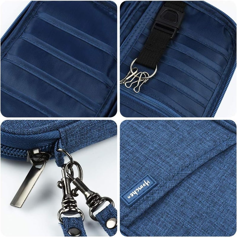 homchen RFID Passport Wallet with Vaccine Card Slot, Family Travel Passport Holder Document Organizer Bag with Wrist & Neck Double Strap - Image 4