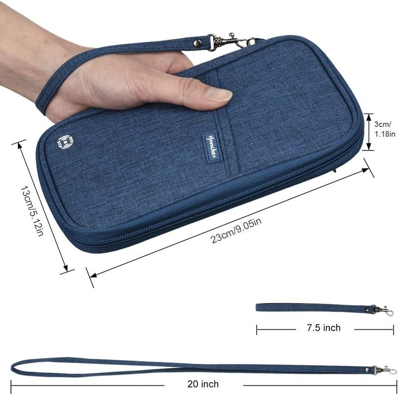 homchen RFID Passport Wallet with Vaccine Card Slot, Family Travel Passport Holder Document Organizer Bag with Wrist & Neck Double Strap - Image 2